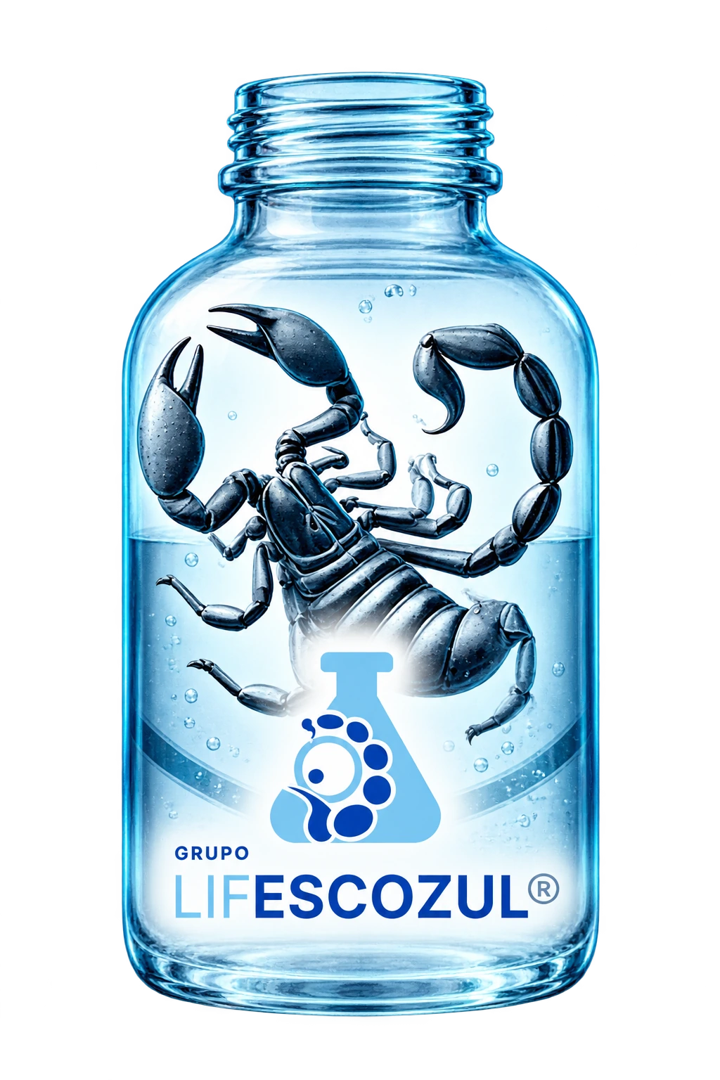 Ilustración conceptual de un frasco de Escozul